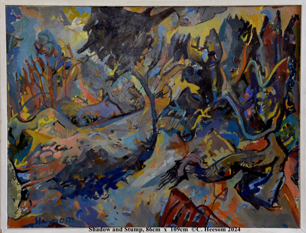 Shadow and Stump painting by Crispin Heesom